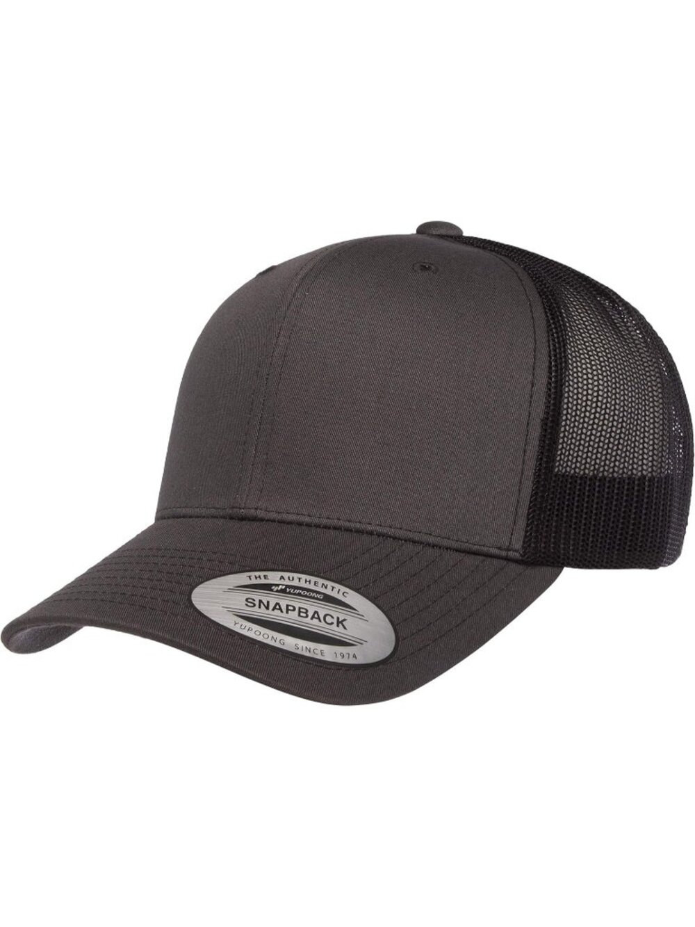 Men's Charcoal/Black Cotton Classics Trucker Mesh Cap YP Snapback Loose Fit Cap